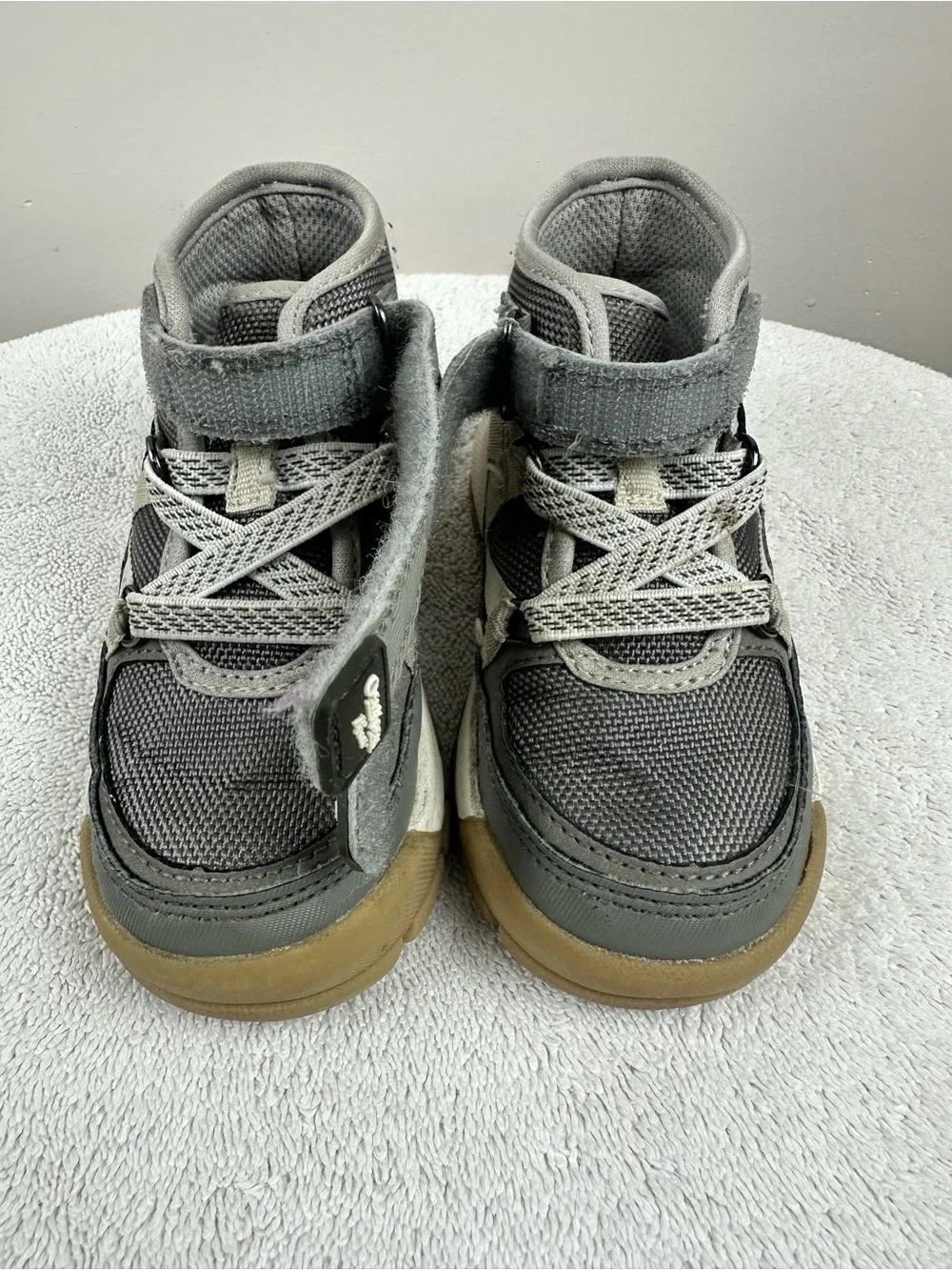 OshKosh B'gosh Baby Toddler Grey and White High-Top Boot Sneakers